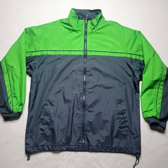 Vintage i5 Apparel Windbreaker Jacket Men's Size Large Blue Green Full Zip Retro - Picture 1 of 9